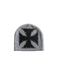 Sterling ™ Nocturne Leather Beret Hat With Rivet Cross Detail