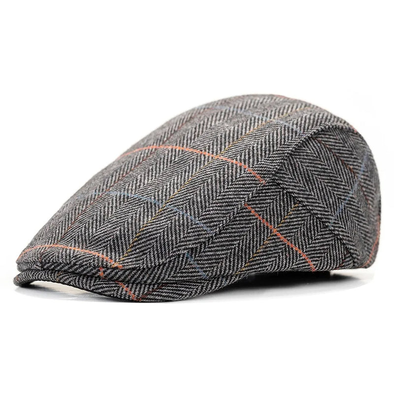 Sterling Alden Winter Flat Cap™  Wool Blend Adjustable Stripe Design