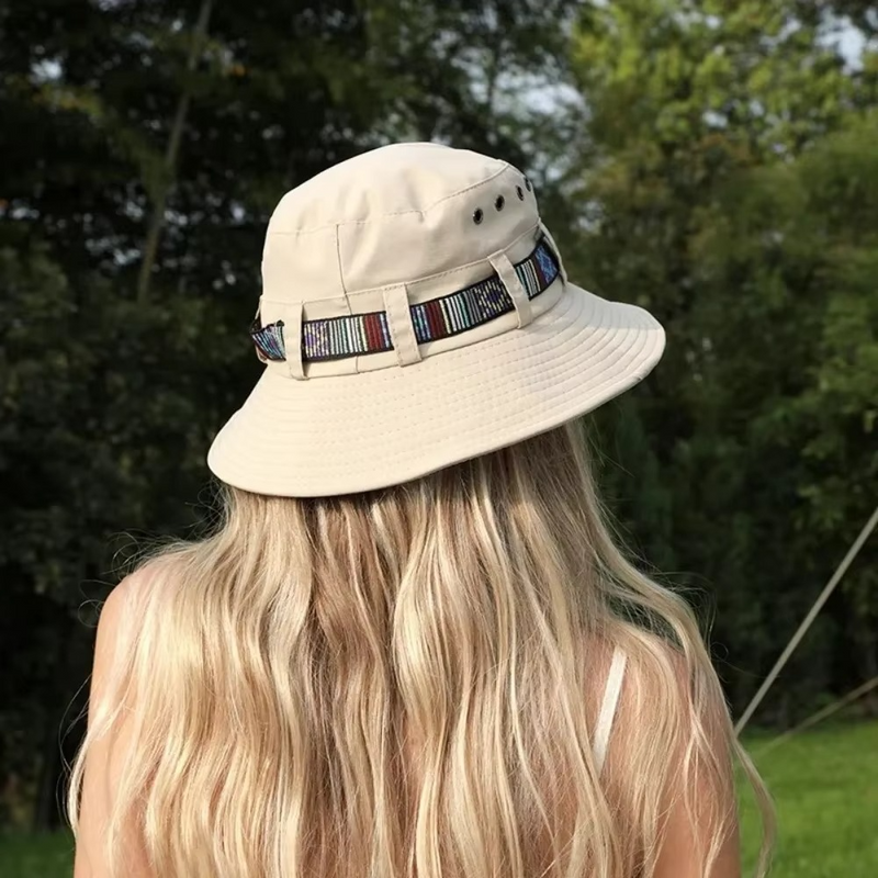 Sterling Striped Boho Style Summer Sun Hat™ Wide Brim Straw