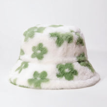 Sterling Flower Plush Faux Fur Bucket Hat™ With Floral Pattern