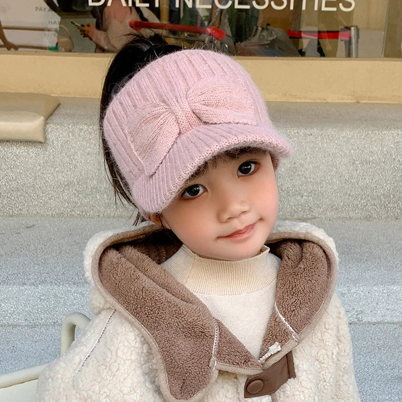 Liora Kids Earflap Cap™ Acrylic Knit Bow Detail