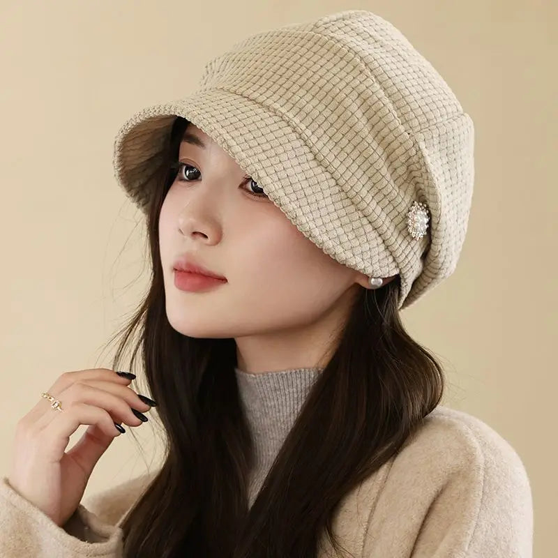 Sterling Retro Plaid Painter Beret™ Knit Peaked Brim