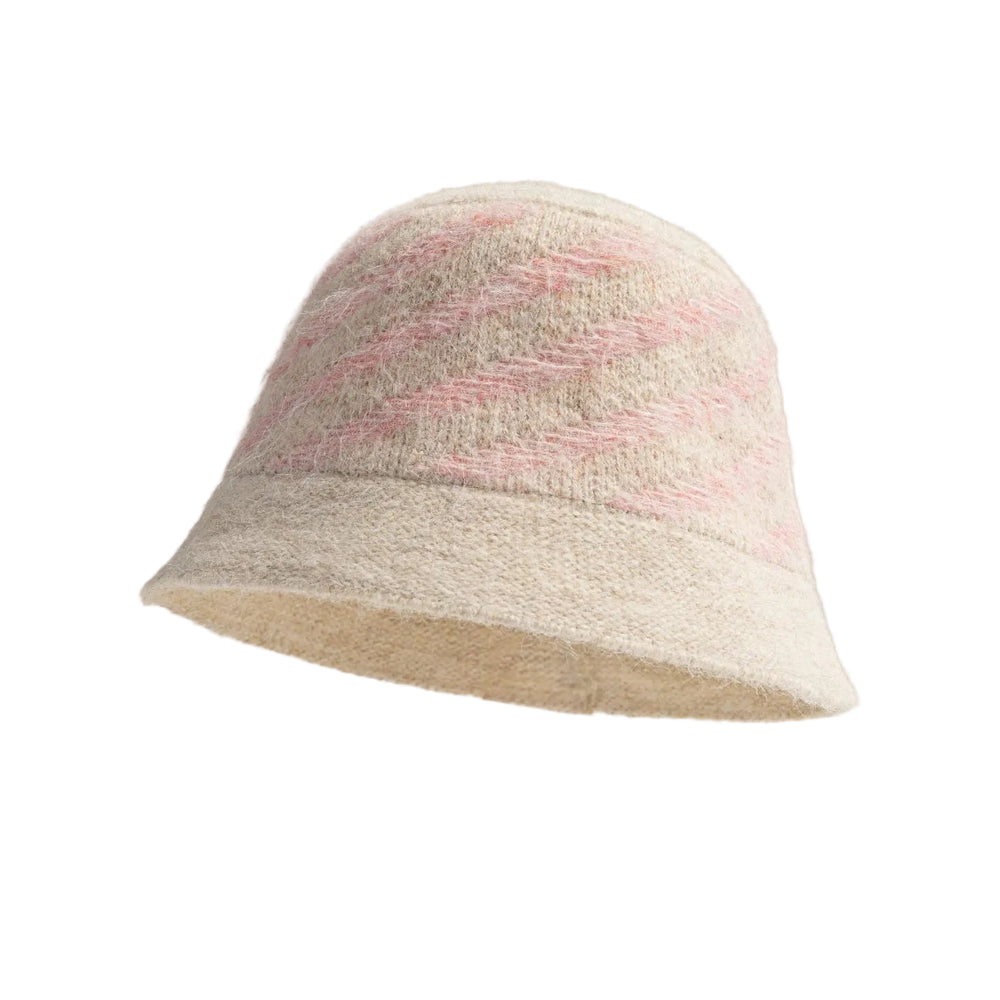 Sterling Striped Knit Bucket Hat™ Woolen Texture Contrast Bands