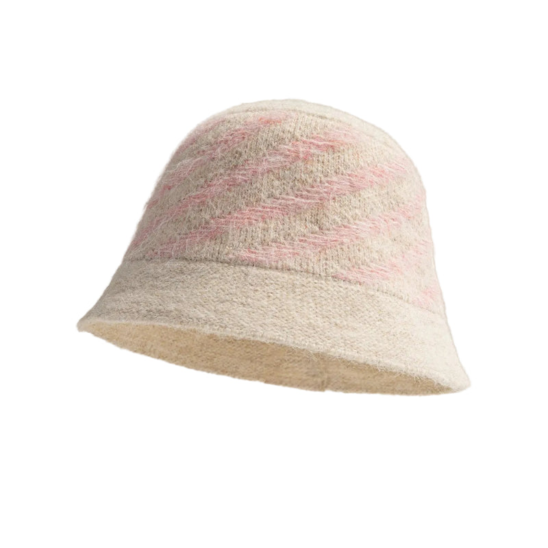 Sterling Striped Knit Bucket Hat™ Woolen Texture Contrast Bands