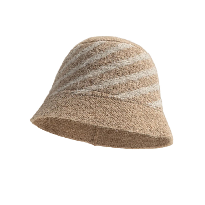 Sterling Striped Knit Bucket Hat™ Woolen Texture Contrast Bands