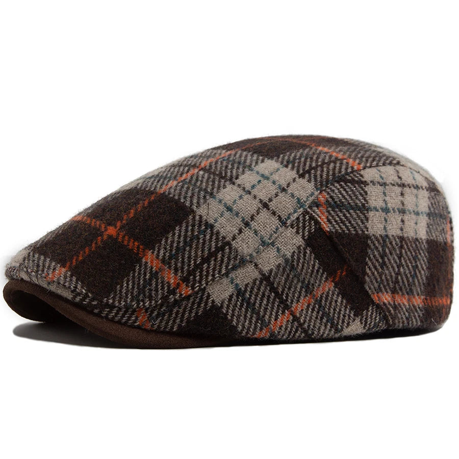 Sterling Winter Wool Color Grid Flat Cap™ Wool Blend Plaid Finish