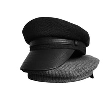 Sterling Military Cap™ Woolen Flat Crown Leather Bill