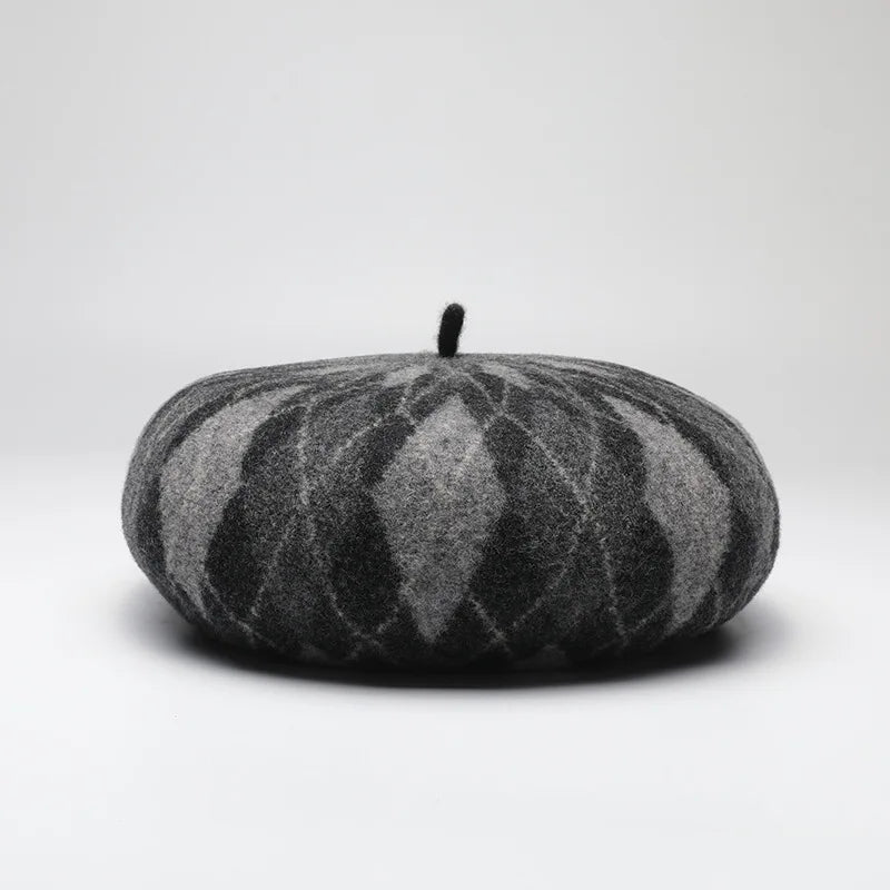 Sterling™ 4m768 Wool Beret Color Block Plaid Winter Hat