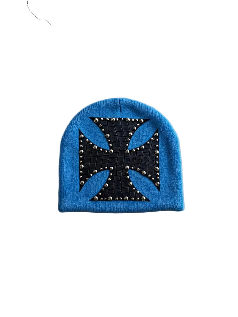 Sterling ™ Nocturne Leather Beret Hat With Rivet Cross Detail