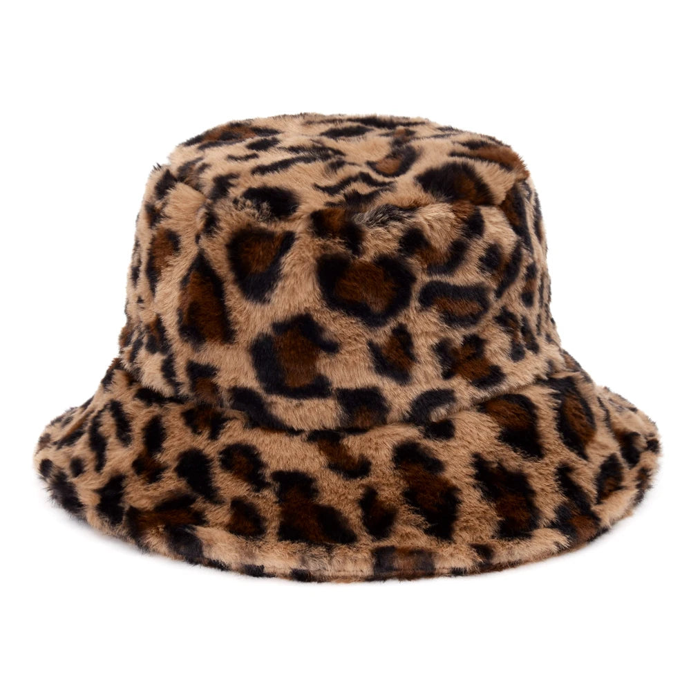 Sterling Flower Plush Faux Fur Bucket Hat™ With Floral Pattern