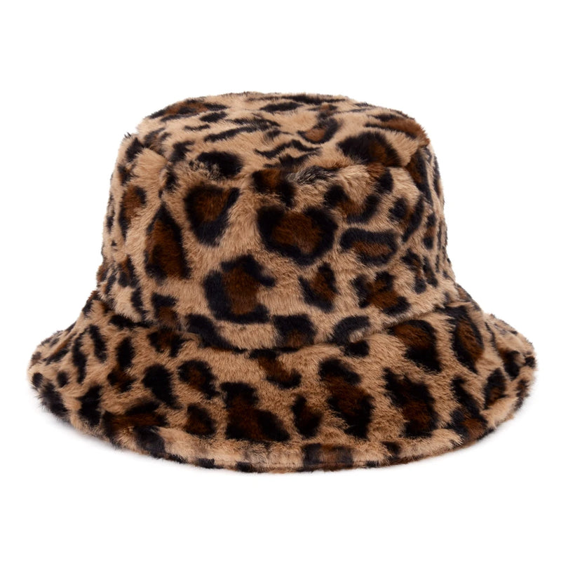 Sterling Flower Plush Faux Fur Bucket Hat™ With Floral Pattern