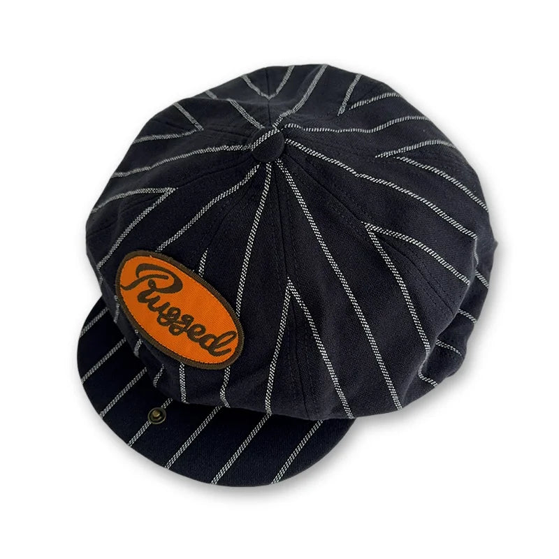 Sterling™ Railroad Stripe Cotton Newsboy Cap With Adjustable Short Brim