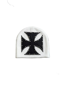 Sterling ™ Nocturne Leather Beret Hat With Rivet Cross Detail