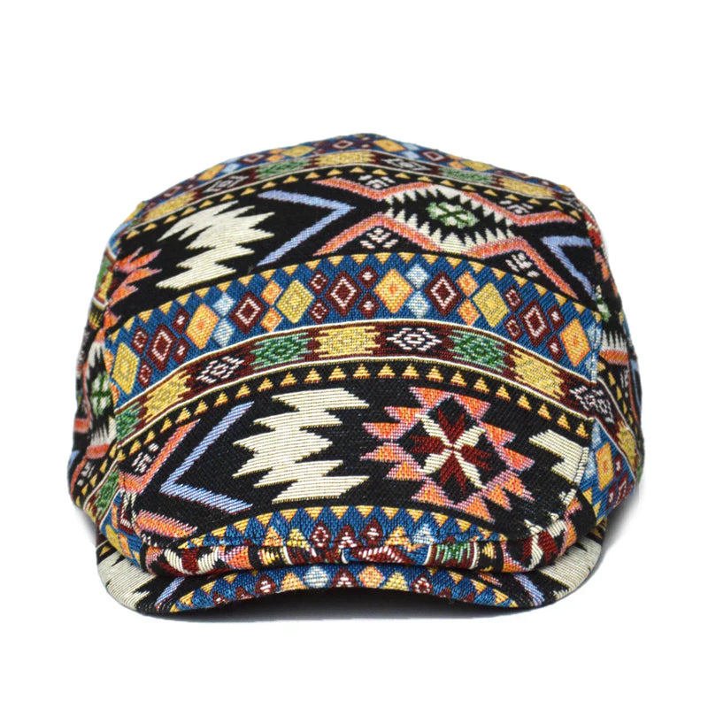 Sterling Reginald™ Vintage Print Flat Cap Woven Pattern Detail