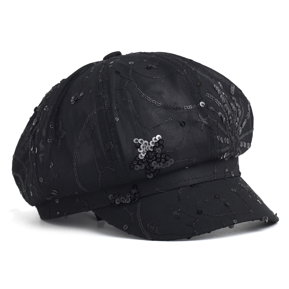 Sterling Sequined Mesh Painter Beret™ Breathable Sparkle Cap
