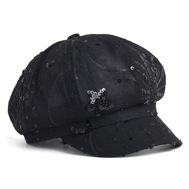 Sterling Sequined Mesh Painter Beret™ Breathable Sparkle Cap