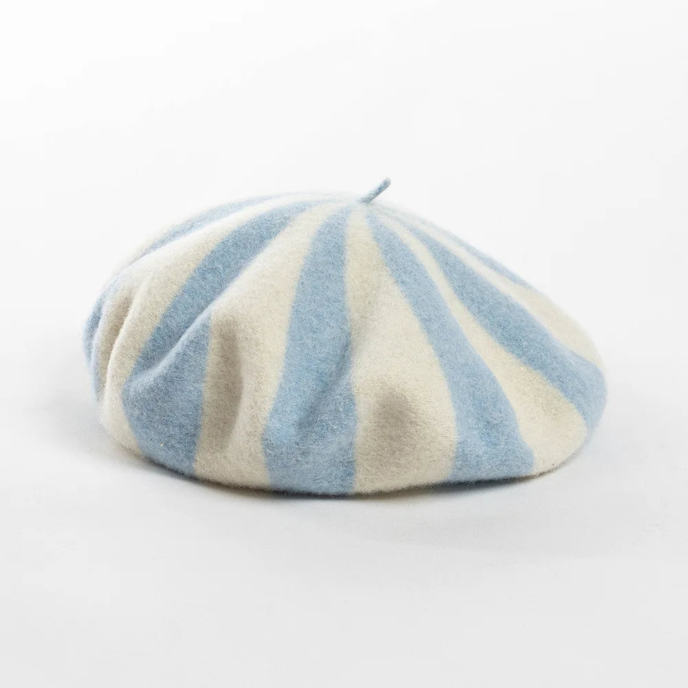 Sterling™ Striped Wool Beret Large Fit Candy Color Design