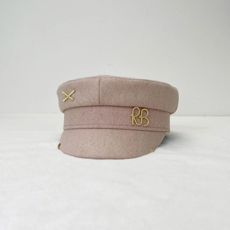 Sterling Octavia Cotton Octagonal Newsboy Cap™  With Letter Detail