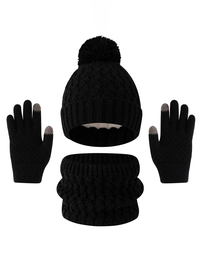 Sterling™  Deluxe Children's Knit Winter Hat Scarf And Gloves Color Block Set