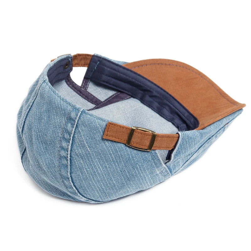 Sterling Denim Cotton Newsboy Cap™ Patchwork Brown Beret