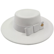 Sterling Fedora Hat Elegant Bow Charm™ Wide Brim Felt Bow