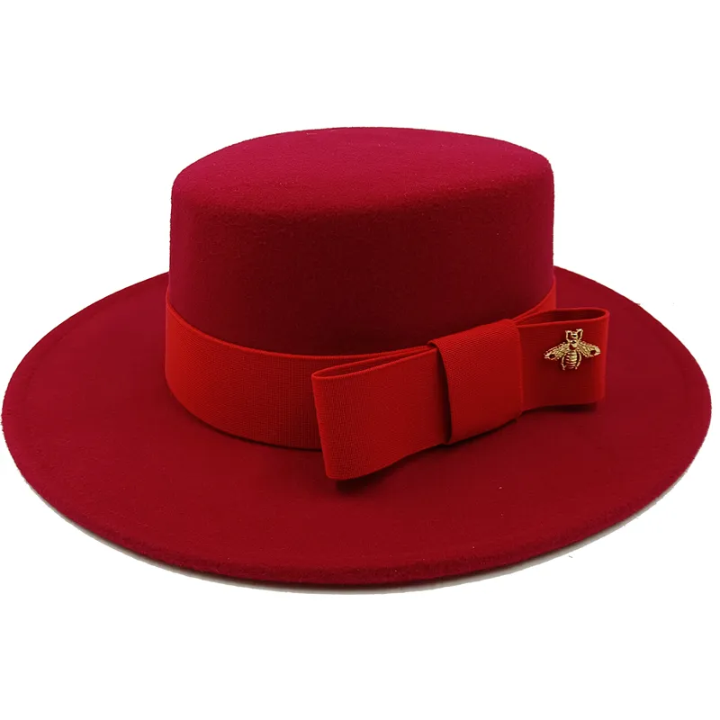 Sterling Fedora Hat Elegant Bow Charm™ Wide Brim Felt Bow