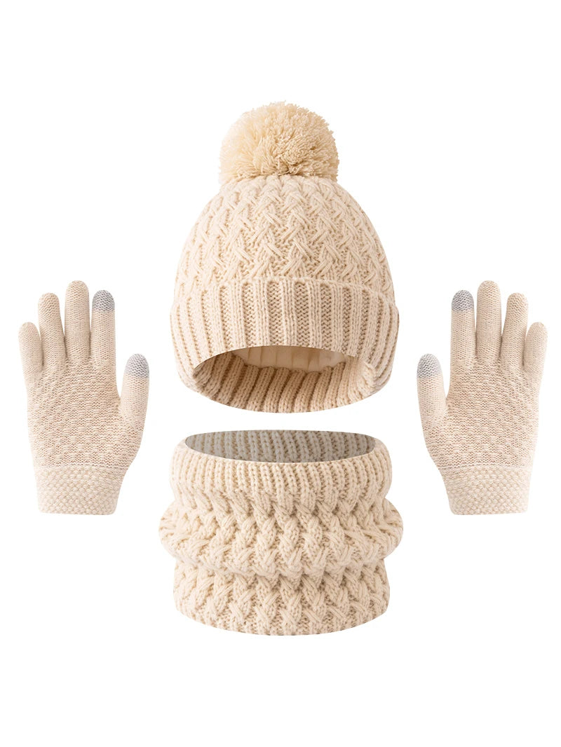 Sterling™  Deluxe Children's Knit Winter Hat Scarf And Gloves Color Block Set