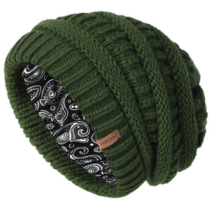 Sterling Satin Lined Cable Knit Beanie™ Chunky Slouchy Design