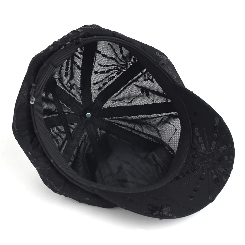 Sterling Sequined Mesh Painter Beret™ Breathable Sparkle Cap