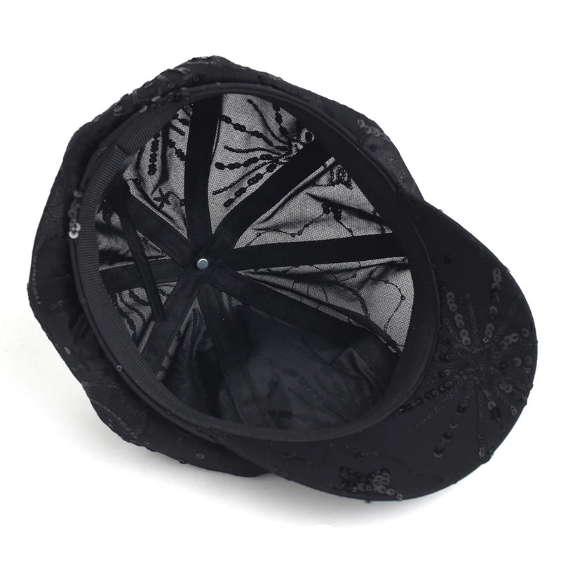 Sterling Sequined Mesh Painter Beret™ Breathable Sparkle Cap