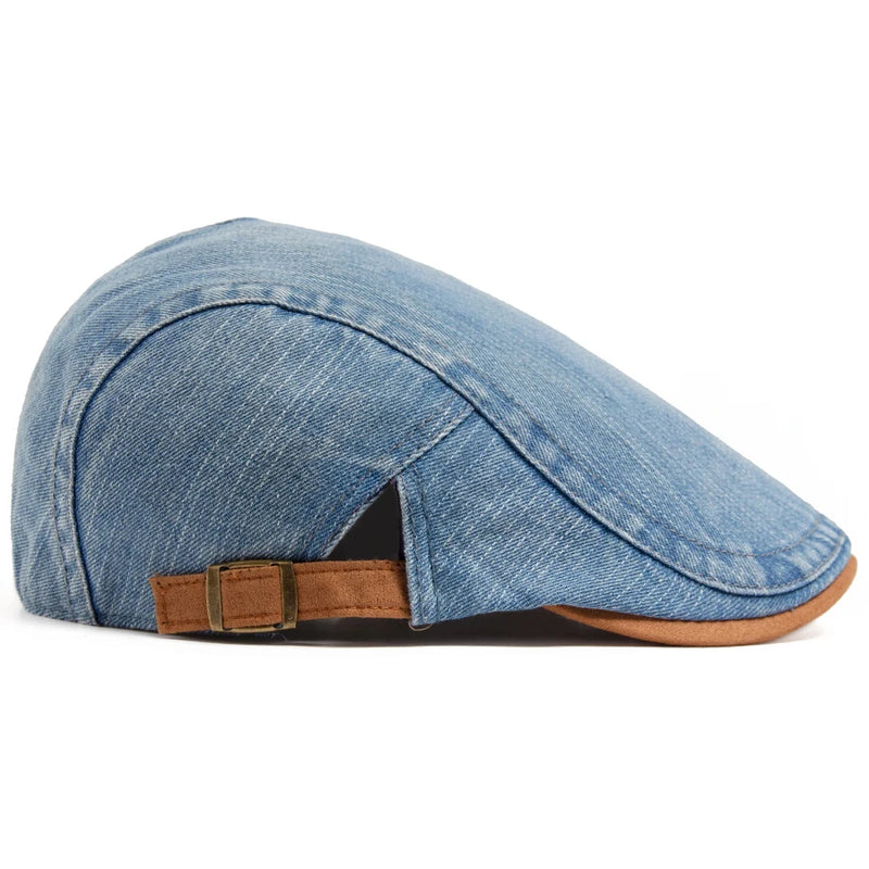 Sterling Denim Cotton Newsboy Cap™ Patchwork Brown Beret