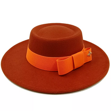 Sterling Fedora Hat Elegant Bow Charm™ Wide Brim Felt Bow