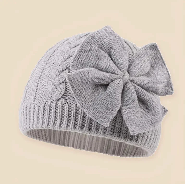 Sterling™ Baby Knit Bow Hat Soft Stretch Beanie With Oversized Bow
