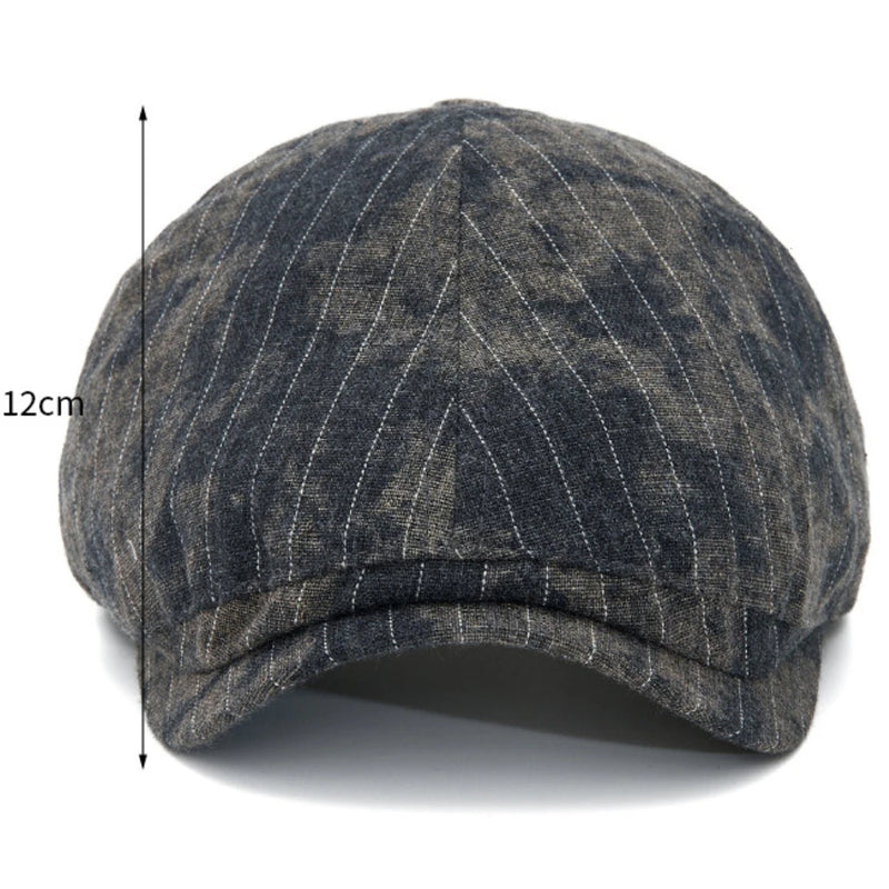 Sterling Striped Cotton Flat Cap™ Adjustable Side Buckle