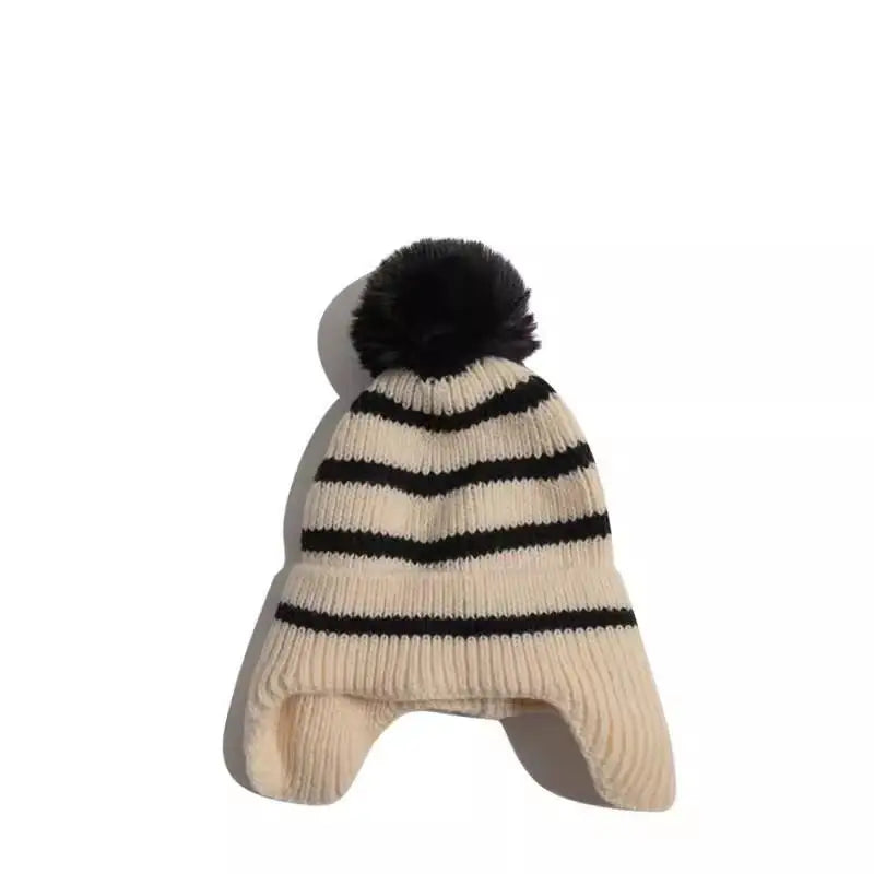 Sterling Marlow Striped Knit Earflap Beanie™ with Pom Pom