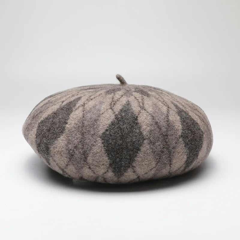 Sterling™ 4m768 Wool Beret Color Block Plaid Winter Hat