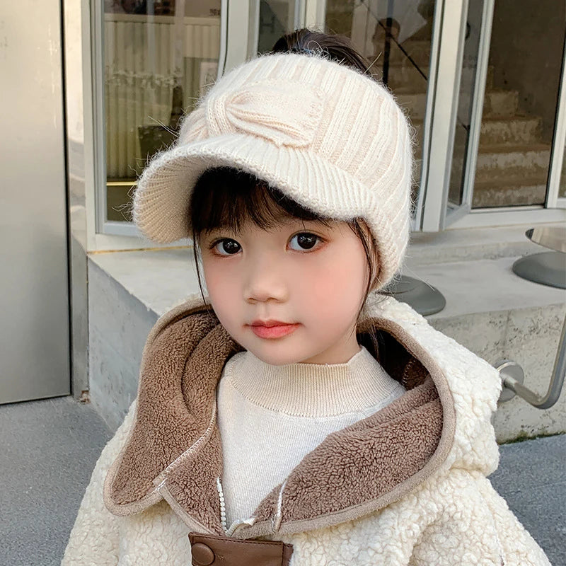 Liora Kids Earflap Cap™ Acrylic Knit Bow Detail