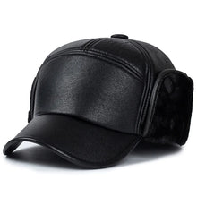 Sterling Black Leather Fur™ Baseball Cap Faux Fur Earflaps