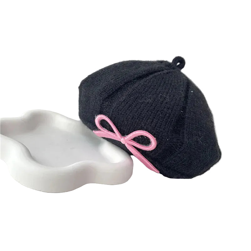 Sterling™ Children Bow Beret Knit Winter Cap With Bow Detail