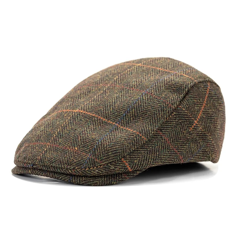Sterling Alden Winter Flat Cap™  Wool Blend Adjustable Stripe Design