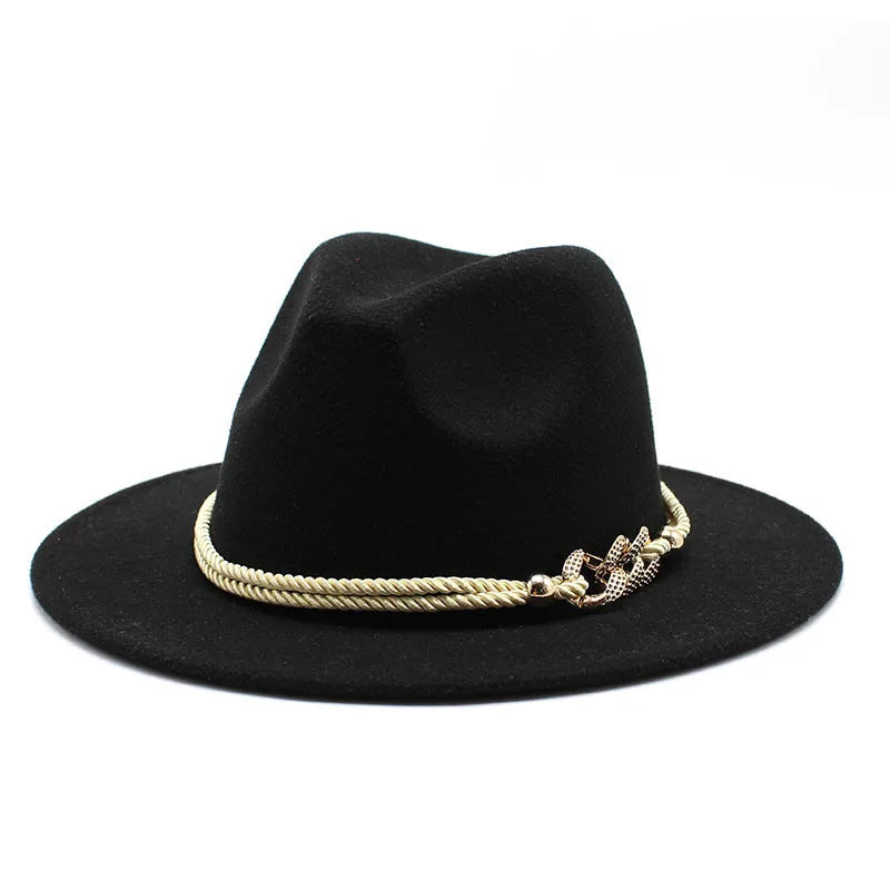 Sterling Fedora Hat Rope Band™ With Chain Accent
