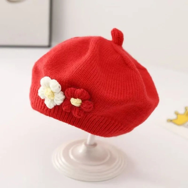 Sterling Petalyn Toddler Knit Beret™ with Floral Accent