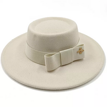Sterling Fedora Hat Elegant Bow Charm™ Wide Brim Felt Bow