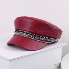 Sterling Leather Sailor Cap™ Chain Detail Structured Visor