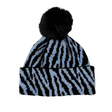 Sterling™ Zebra Stripe Pom Pom Beanie Thick Knit Ear Coverage