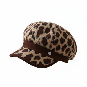Sterling™ Newsboy Beret Octagonal Crown Leopard Print