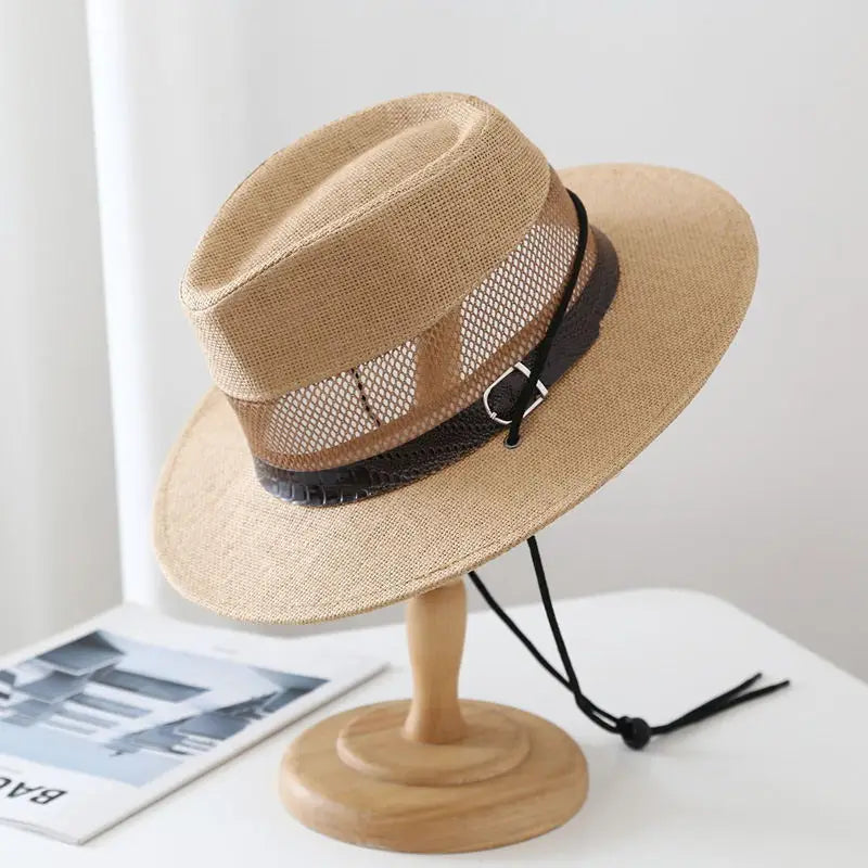 Sterling Breathable Mesh Band Hat™ & Chin Strap Wide Brim Fabric