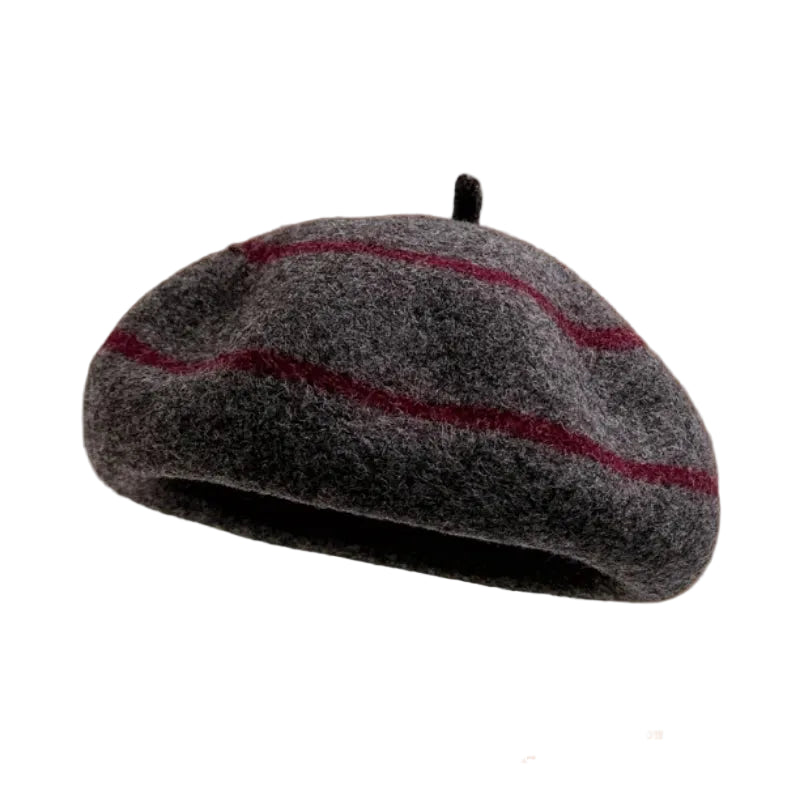 Sterling™ Striped Wool Blend Beret Soft Dome Painter Cap