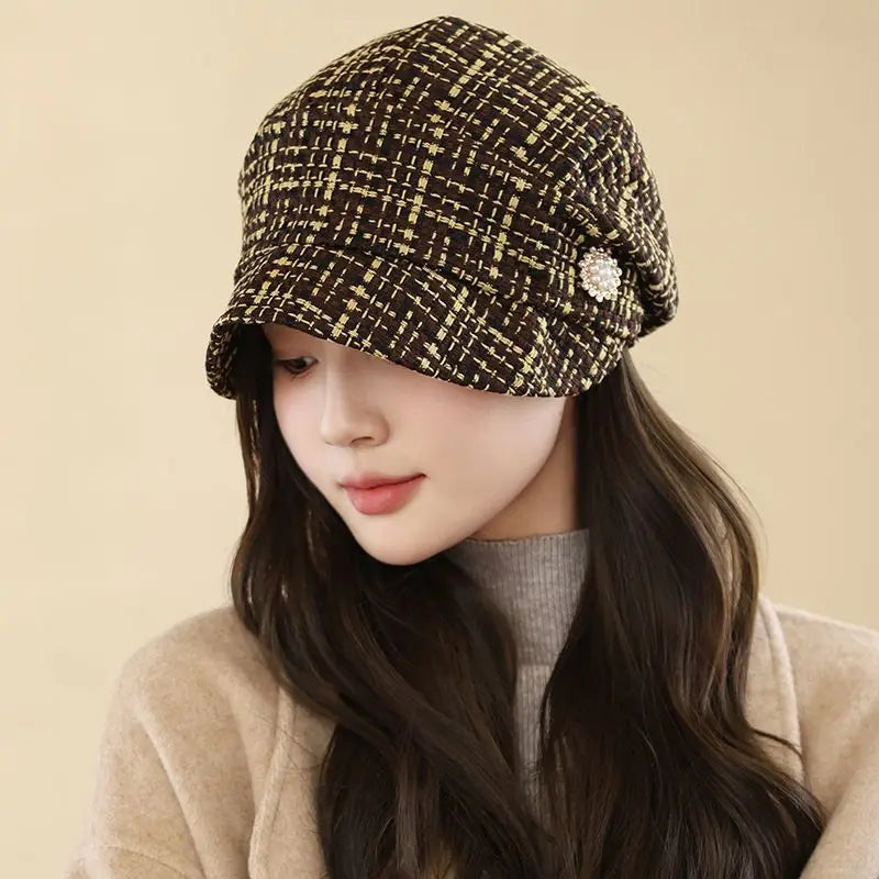 Sterling Retro Plaid Painter Beret™ Knit Peaked Brim