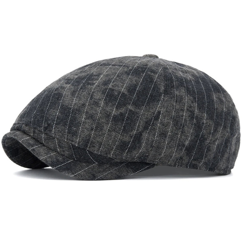 Sterling Striped Cotton Flat Cap™ Adjustable Side Buckle